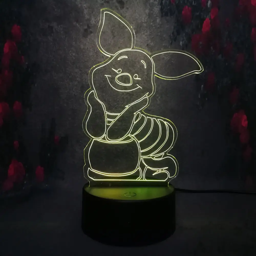 

Creative Cute Piglet Winnie The Pooh Friend 3D Night Light Led Desk Table Lamp Usb 7 color RC Remote Illusion Kid Light Toy Gift