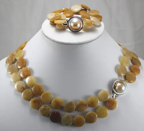 

free shipping>>> wholesale beautiful design jade coin 17" brecelet & 20" necklace jewelry set