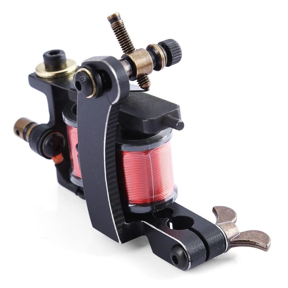 

2 pcs Handmade Tattoo Machine Guns Coils for Liner Black Pig Iron Shader Supply with Wrenches