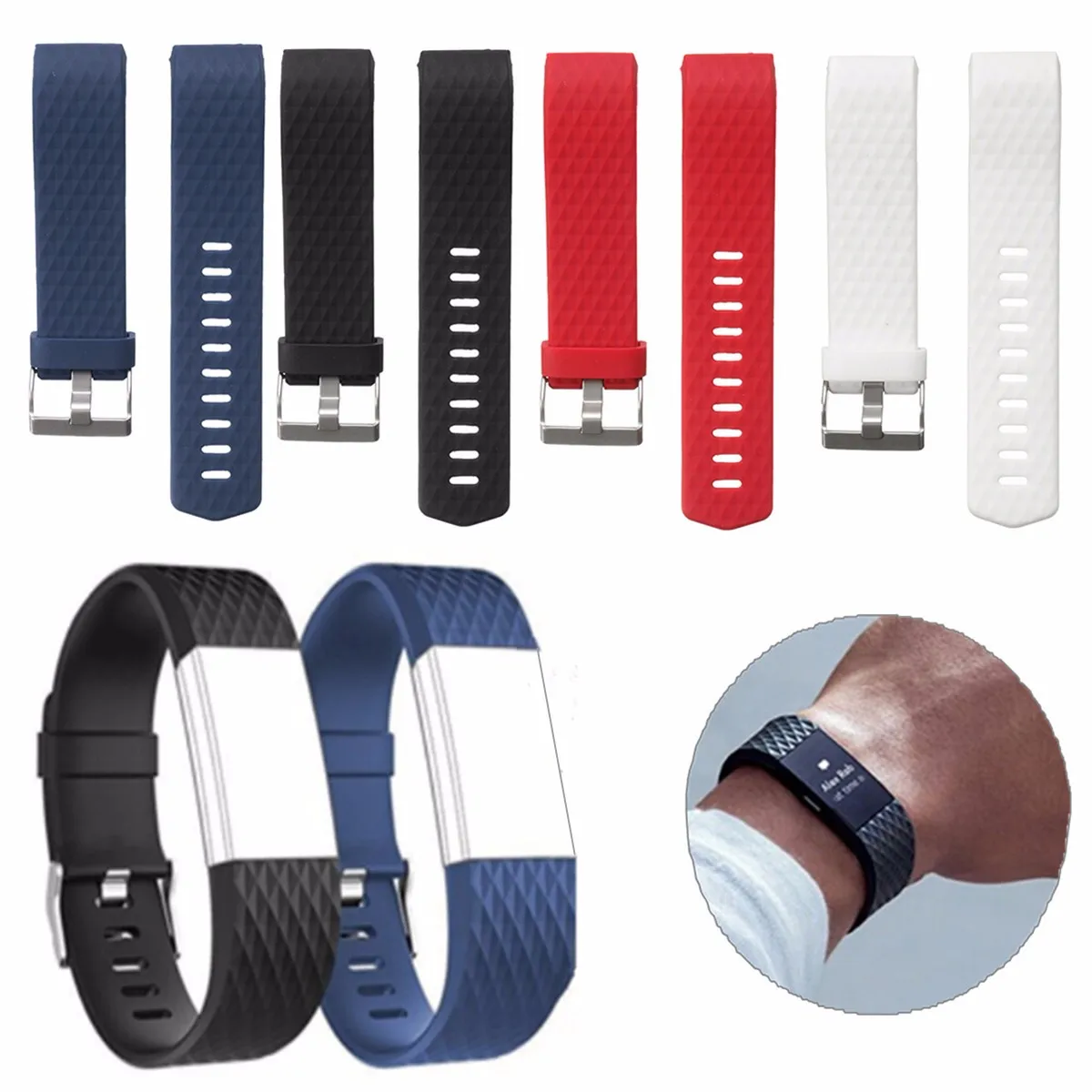 

Soft Silicone Replacement Strap for For Fitbit Charge 2 Heart Rate Smart Wristband Bracelet Wearable Belt For Fitbit Charge 2