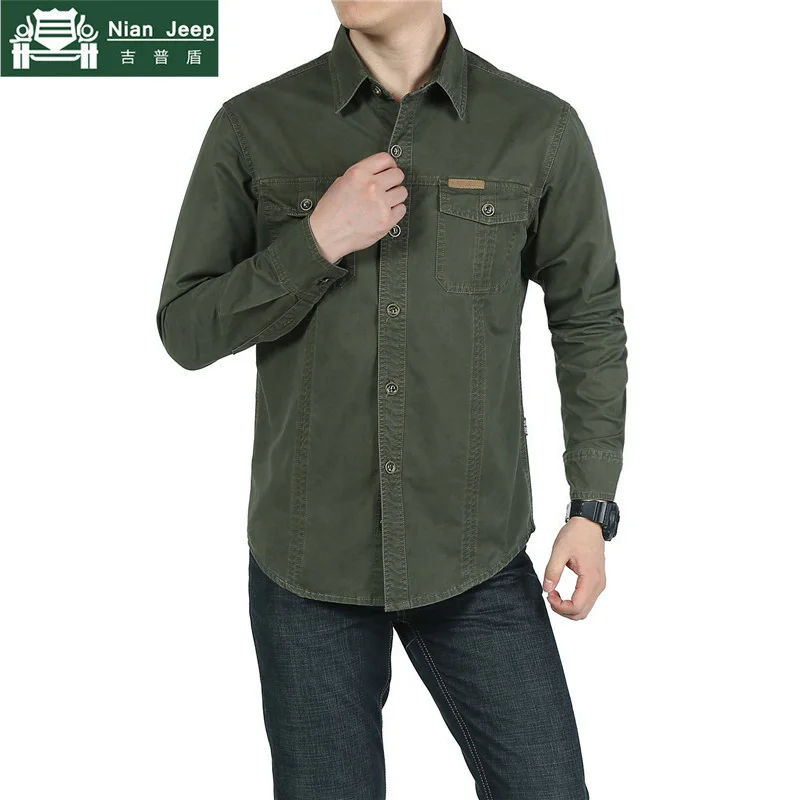 New Arrivel Shirt Men 2018 Fashion 100% Cotton Military Shirt Men Autumn Spring New Casual Long Sle