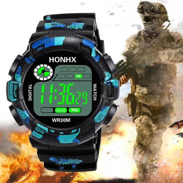 Relojes para hombre, táctico, militar, LED, cronómetro, negro, digital,  para correr, entrenamiento, padre, marido, reojes de hombre