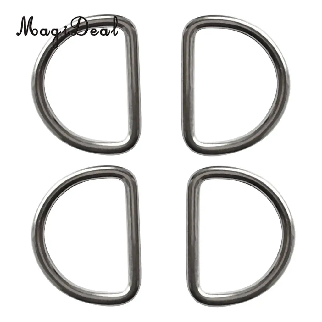 MagiDeal Heavy Duty 4Pcs Diving Scuba D Ring for 30mm Webbing - Marine 316 Stainless Steel for industrial Snorkeling Application