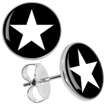 Серьги-гвоздики из нержавеющей стали с белыми звездами диаметр 8 мм 10 мм AW5046