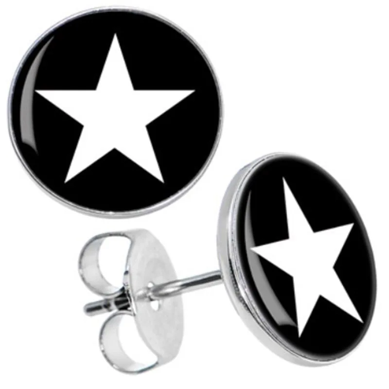 Wholesale Stainless Steel White Star Ear Stud Earrings Fake Plugs Diameter 8mm 10mm AW5046 | Украшения и аксессуары