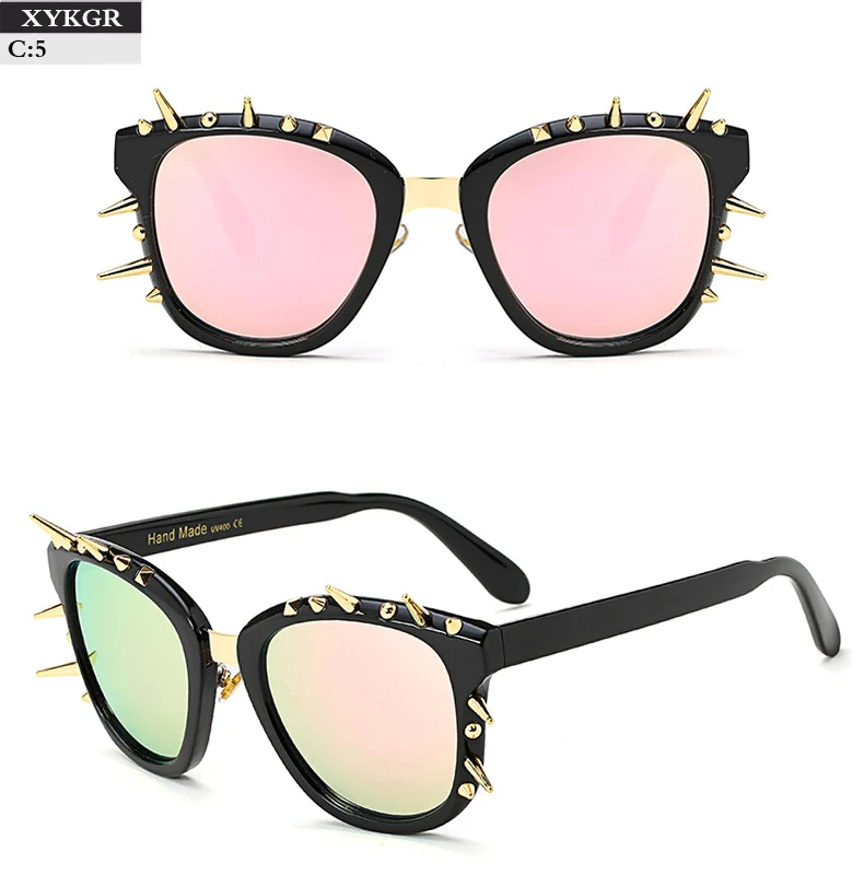 XYKGR модные брендовые дизайнерские заклепки Квадратные Солнцезащитные очки обувь для мужчин и женщин тенденция Красочные Солнцезащитные