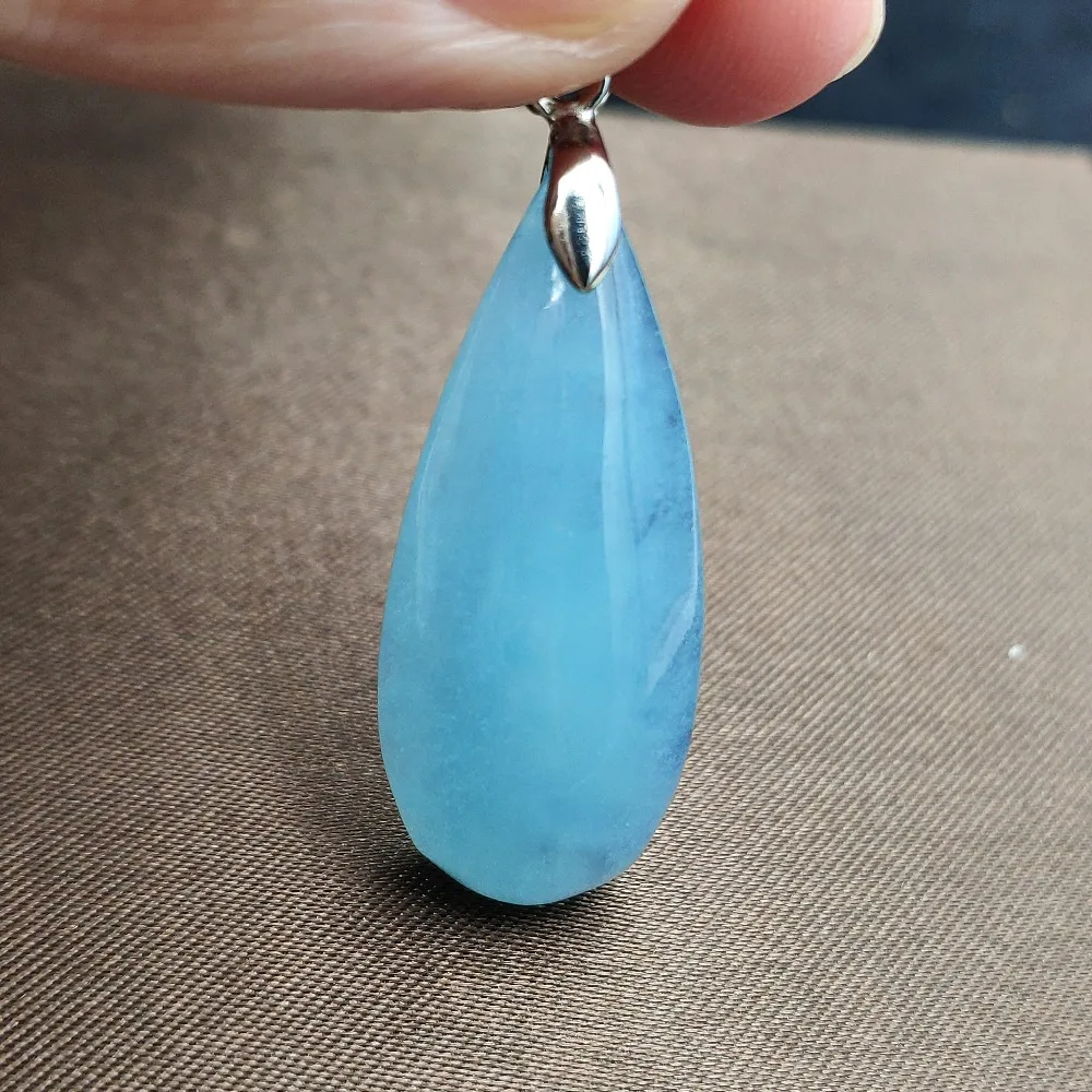 

Top Natural Blue Clear Aquamarine Pendant For Woman Lady Man 28x22x10mm Gemstone Water Drop Beads Stone Fashion Jewelry AAAAA