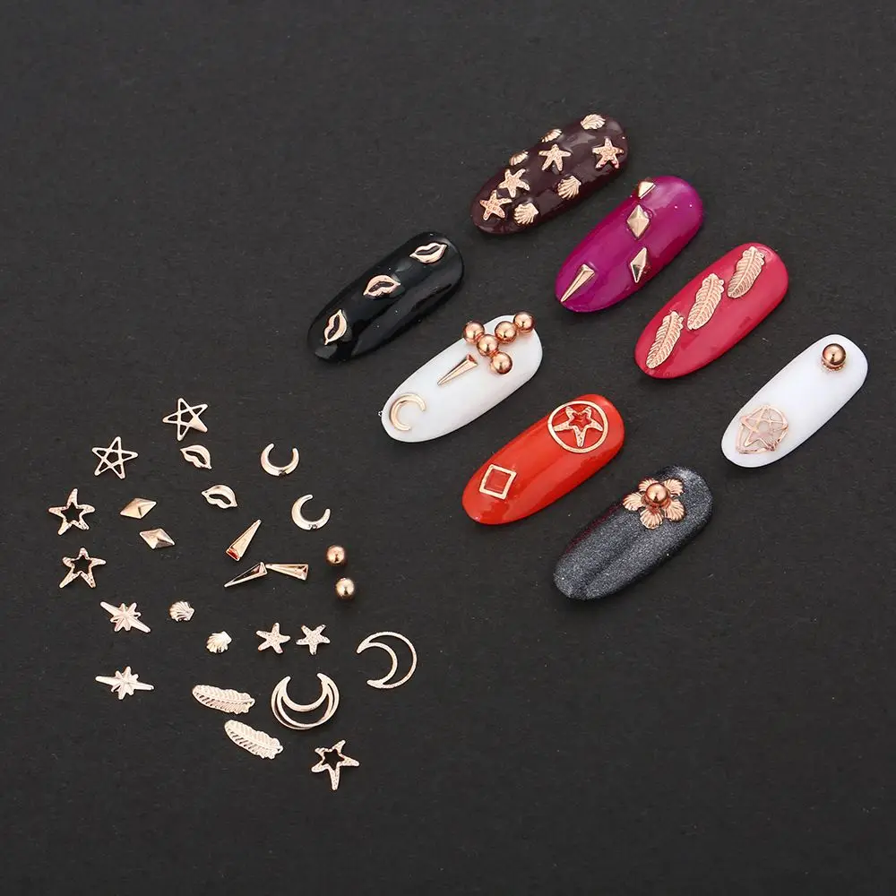 

Rose Gold 3D Nail Art Rhinestone Starfish Shell Manicure Nail Tips Nail Art Decoration In Wheel Accessories DIY Nair Art Toos