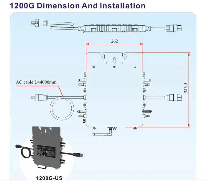 UL одобренный 20-55VDC 1200 W микро с сеточным управлением инвертор с связь по линиям электропередач Fuction 1200 W Чистая синусоида солнечный инвертор