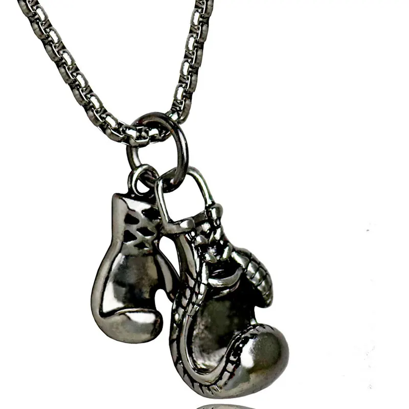 Boxing Gloves Pendant Necklace Stainless Steel Men Jewelry MMA Fitness