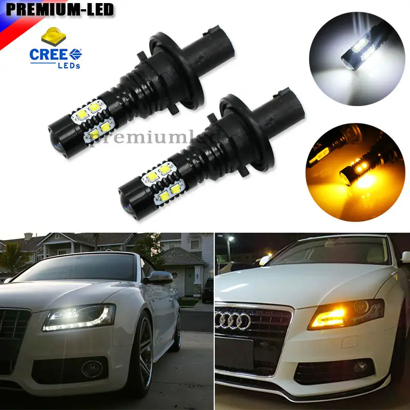 Amber Yellow/Xenon White Error Free PH24WY SPH24 CREɾ LED Bulbs For Audi Cadillac GMC Porsche etc Front Turn Signal Lights |