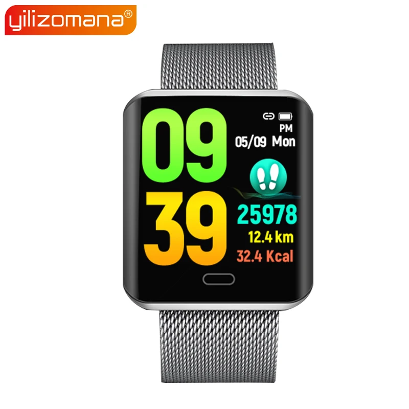 Yilizomana Smart Watch Steel / Silicone Band Steps Rate Heart Monitor Call Reminder LED Screen Smart Wristband for Android IOS