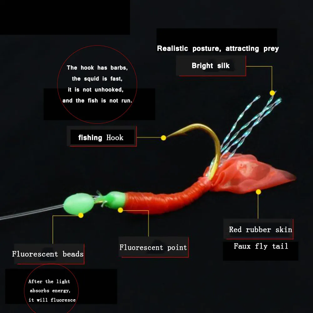 Fishhooks For Swivel Fishing Luminous Gold-plated Fish Skin Fishy Smell Pesca Combination String Hook With 6 Small Hook Fishhooks For Swivel Fishing Luminous Gold-plated Fish Skin Fishy Smell Pesca Combination String Hook With 6 Small Hook
