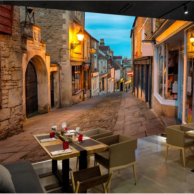 На заказ Настенные обои Европейская Италия улица город пейзаж картина фото настенные фрески Ресторан Кафе Декор интерьера обои