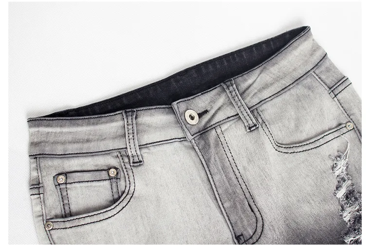 Черные и белые рваные джинсы с панелями женские летние брюки-карандаш до колена женские джинсовые шорты в европейском и американском стиле
