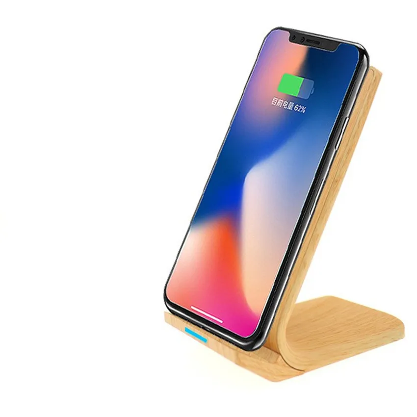 Qi Wireless Charger Induction Charging Docking Station Chargeur Bamboo Wood Charger Station For Iphone Xiaomi mi 9T Huawei P30