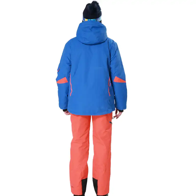 Phibee Men Ski Suit Blue Ski Jacket Matched Yellow Orange Red Pants