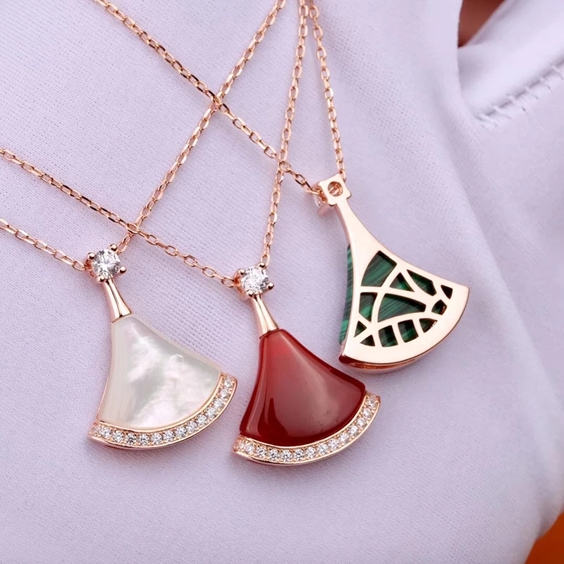 

Brand Pure 925 Sterling Silver Jewelry For Women Hot Charm Silver Pendants Fan Luxcy Necklace Party Jewelry fashion Neckalce