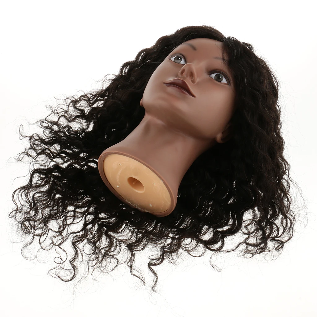 Silicone 100% Human Hair Practice Mannequin Manikin Head Doll + Plastic Cosmetology Clamp Set for Hairdressing Wigs Making