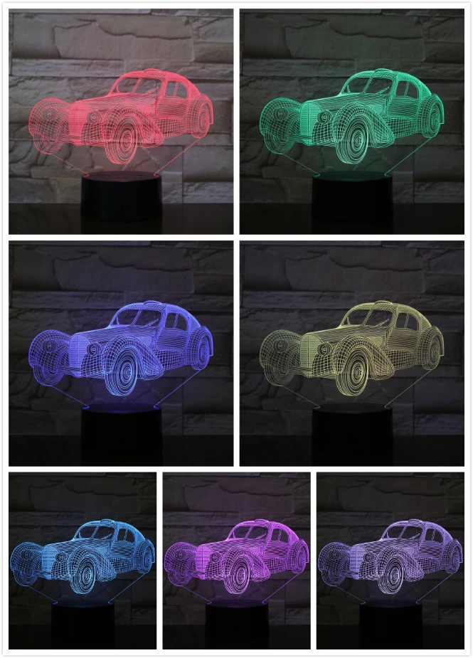  Older Car Night Light Led 3d Illusion Lampara Touch Sensor Hologram Children Kids Gift Decor Light  - 32966970046