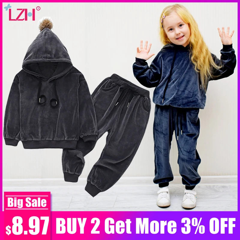 الفتيات مجموعة ملابس الأطفال ملابس 2019 الخريف الشتاء طفل الفتيات ملابس 2 قطعة الزي الاطفال رياضية دعوى للبنين الملابس