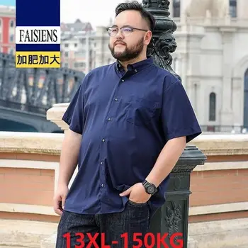 

Summer Men Plus Size Wedding Shirts Formal Office 8XL Shirt 9XL 10XL 12XL Shirts Business Blue Purple Short Sleeve Dress Shirt