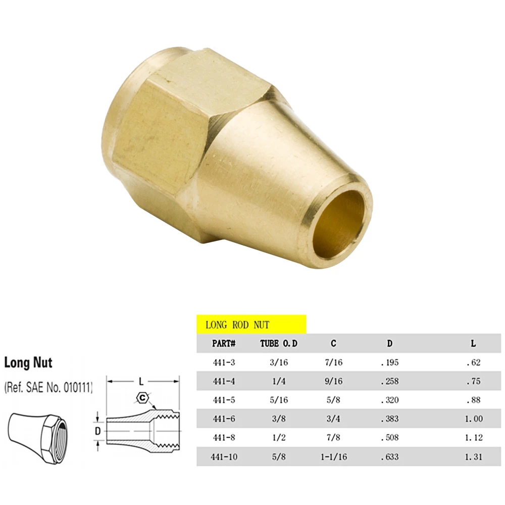 2 шт. латунные быстроразъемные трубчатые фитинги SAE 45 градусов Длинные стержневые гайки с OD 1/" 3/16" 1/" 5/16" 3/" 1/2" 5/" "