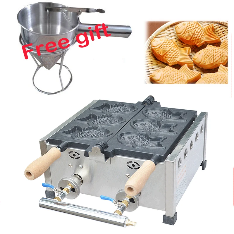 

Gas type 3 pcs Taiyaki maker machine Fish waffle maker 3 Pcs