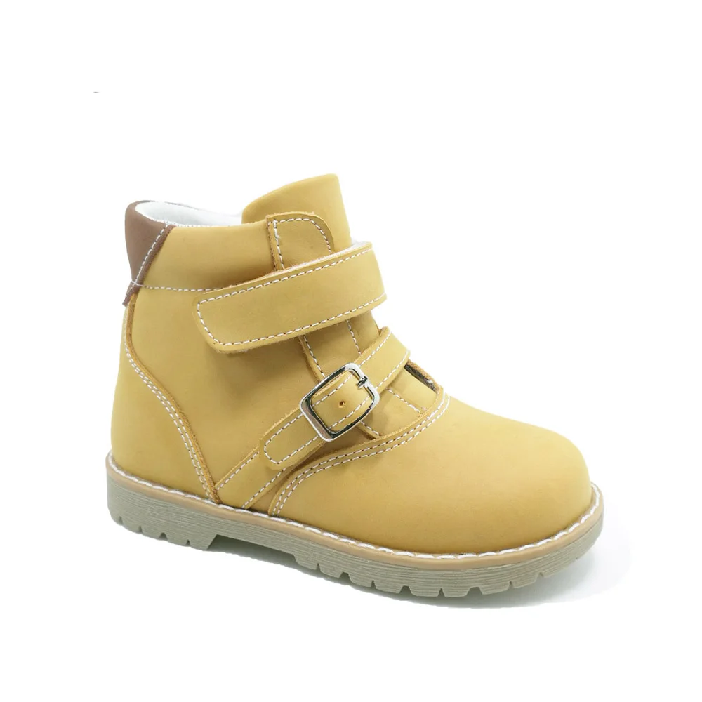 Ortoluckland/ботинки для маленьких детей; Повседневная обувь из натуральной кожи для мальчиков; ортопедическая обувь для детей; Новинка года; детские ботинки в европейском стиле - Цвет: yellow