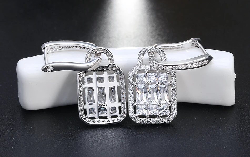 ORSA JEWELS Настоящее серебро 925, Женские Ювелирные наборы из стерлингового серебра AAA кубический циркон, трендовая форма замка, юбилейное ожерелье, серьги, набор SS05
