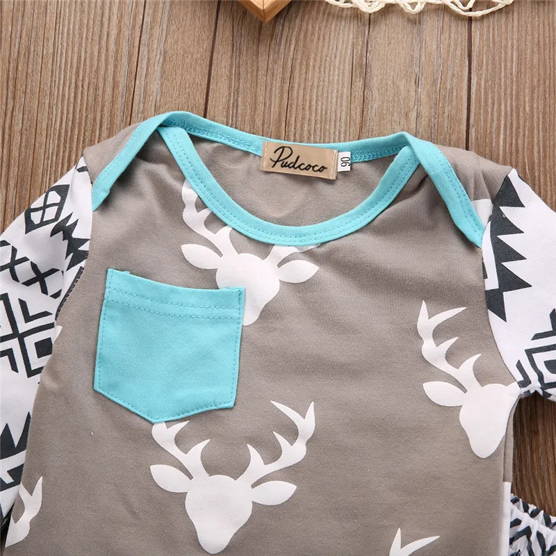 3 шт. Детская футболка и штаны pudcoco с рисунком оленя|baby girl|boys boysset bebe |
