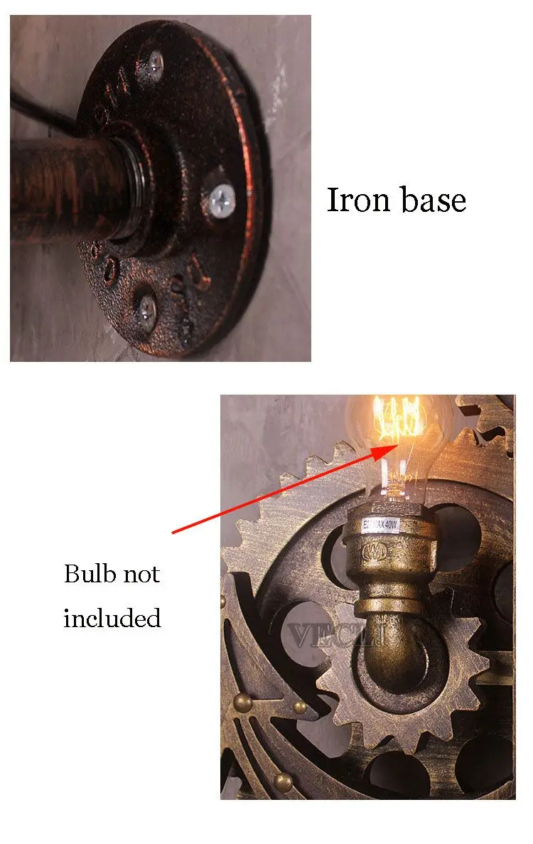 Винтаж Ретро Настенные светильники для лофта при помощи зубчатой передачи света industri ветер проход коридора, ручной стержень, для кафе, для Холл ресторана Гостиная бра бюстгальтер