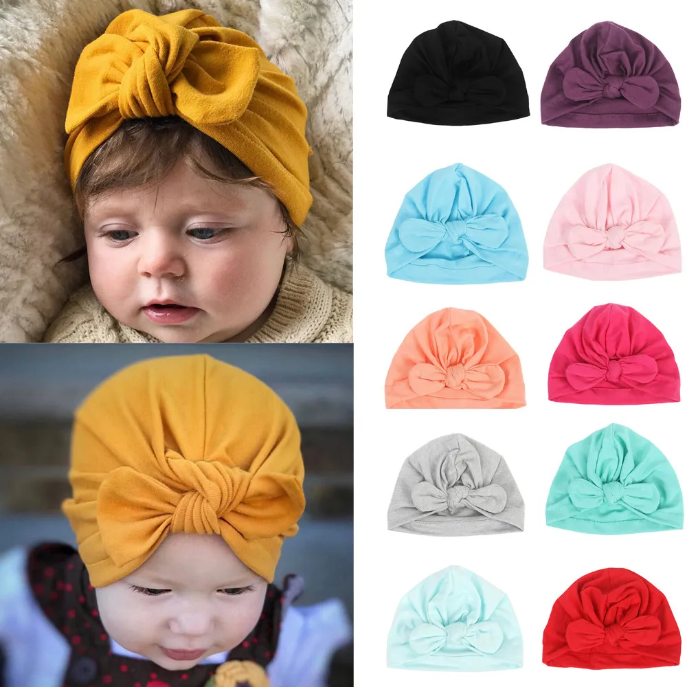 2018 Cotton Baby Girls Hat Baby Beanies Solid Winter Hats Childrens Cap