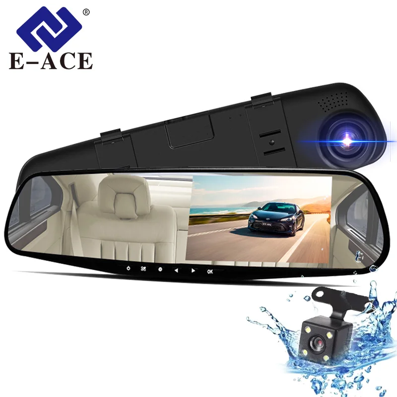 E ACE Автомобильный видеорегистратор FHD 1080P Авто Dashcam зеркало двойной Лен заднего
