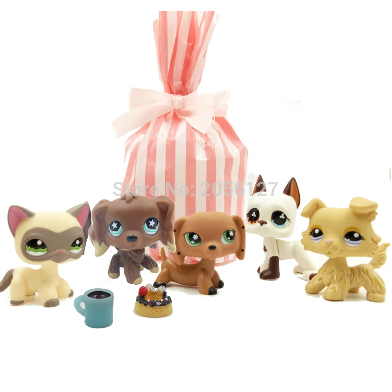 

pet shop lps toys 5 Pcs/bag pet shop lps toys cat standing dog dachshund collie spaniel great dane kid gifts