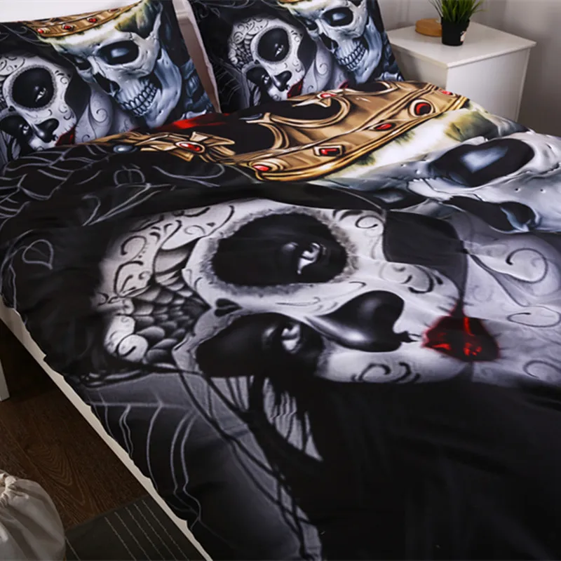 Esperanza Sugar Skull Bedding Sets King Beauty Kiss Skull Duvet
