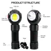 Led Flashlight 360 Degree T6 + COB Torch 2000lm Waterproof With Magnet USB LED Torch 7 Modes use AAA or 18650 or 26650 Battery ► Photo 2/6