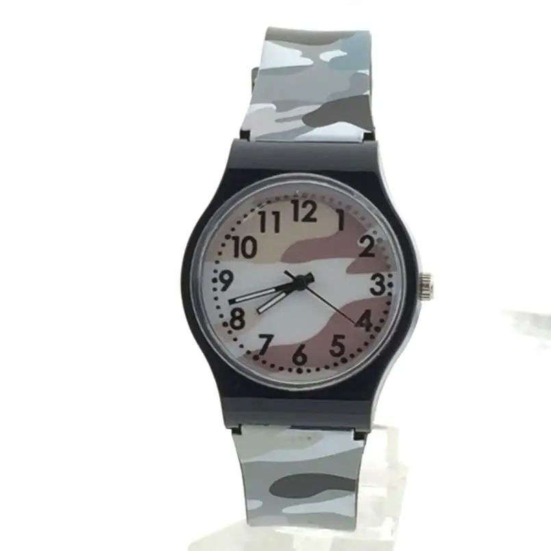Креативные часы Детские камуфляжные детские часы кварцевые наручные часы для девочек мальчиков H0404