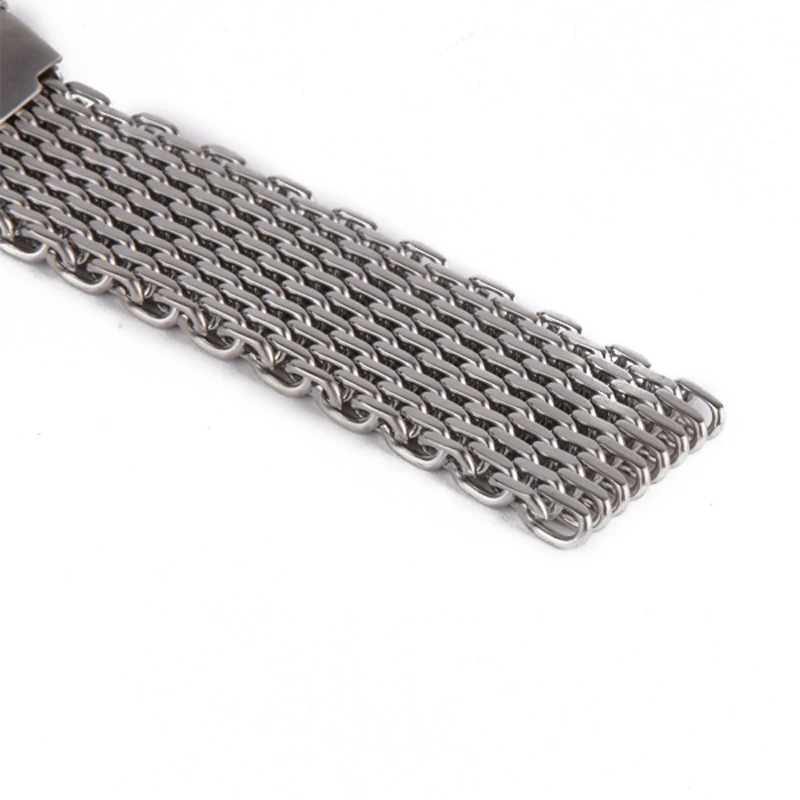 18mm,20mm,22mm,24mm Original Luxury Brand strap Link Double Clasp Silver Bracelet Wrist Band Stainless Steel Mesh WatchBand