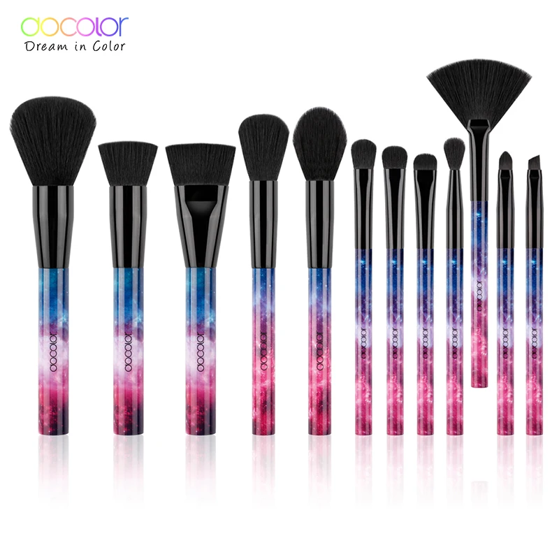 Продажа Docolor 12 шт. Galaxy профессиональных кистей для макияжа до кисти ночного неба ручкой синтетических волос с подарочной коробке