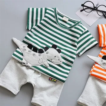 Newborn Cartoon Striped Clothes Suit for Baby Boys 2Pcs 5