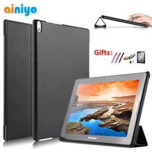 Pu кожаный чехол-подставка для lenovo tab A10-70 A7600 A7600-h A7600-f A10-80hc 10," чехол для планшета+ пленка в подарок