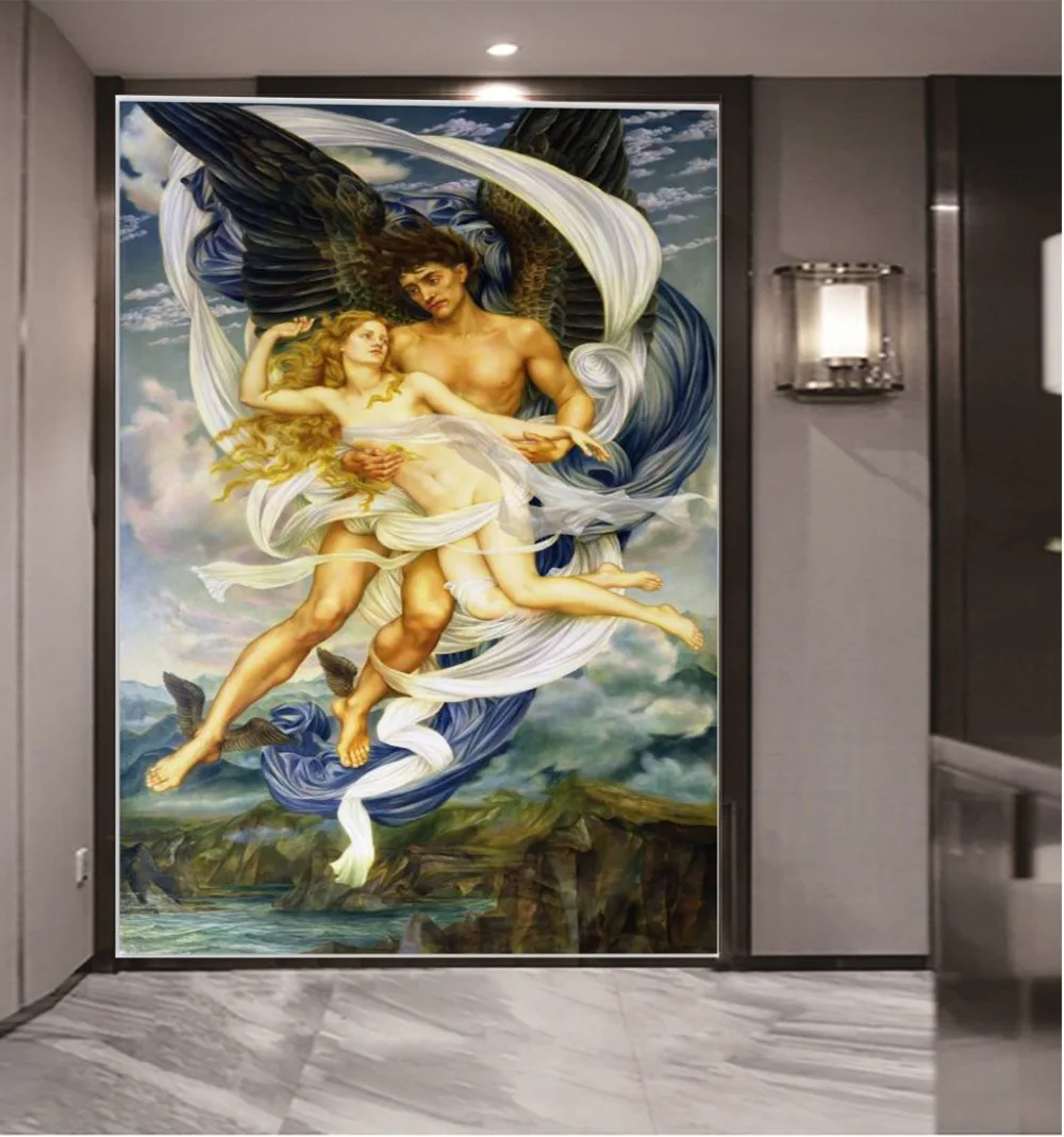 

Custom Any Size 3d Wallpaper Angel Fairy Oil Painting Indoor Porch Background Wall Decoration Mural Wallpaper