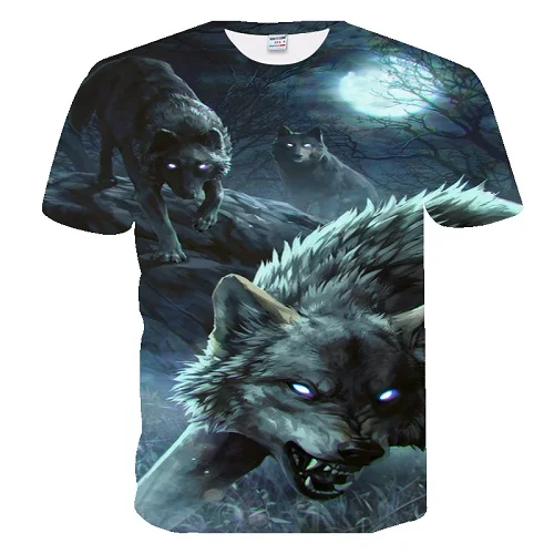 Мужская Новая летняя персонализированная футболка с принтом волка 3D мужская футболка Новинка топы с животными футболка мужская с коротким рукавом - Цвет: TXUO-255