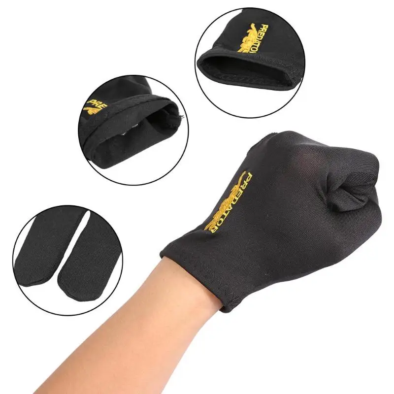 New Type Practical Lycra Fabrics Embroidery Left Hand Open Three Finger Snooker Billiard Cue Glove Pool Fitness Accessories
