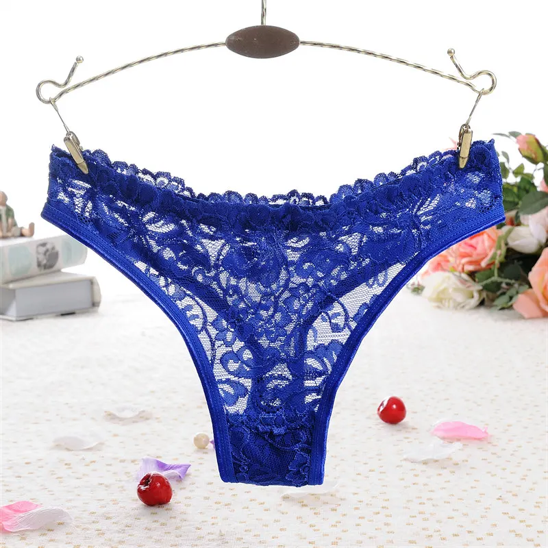 Sexy Women G-string Thongs Lace Floral Sheer Low Waist Underwear Soft Lingerie Cotton Crotch Briefs Seamless Panties Party  39 (10)