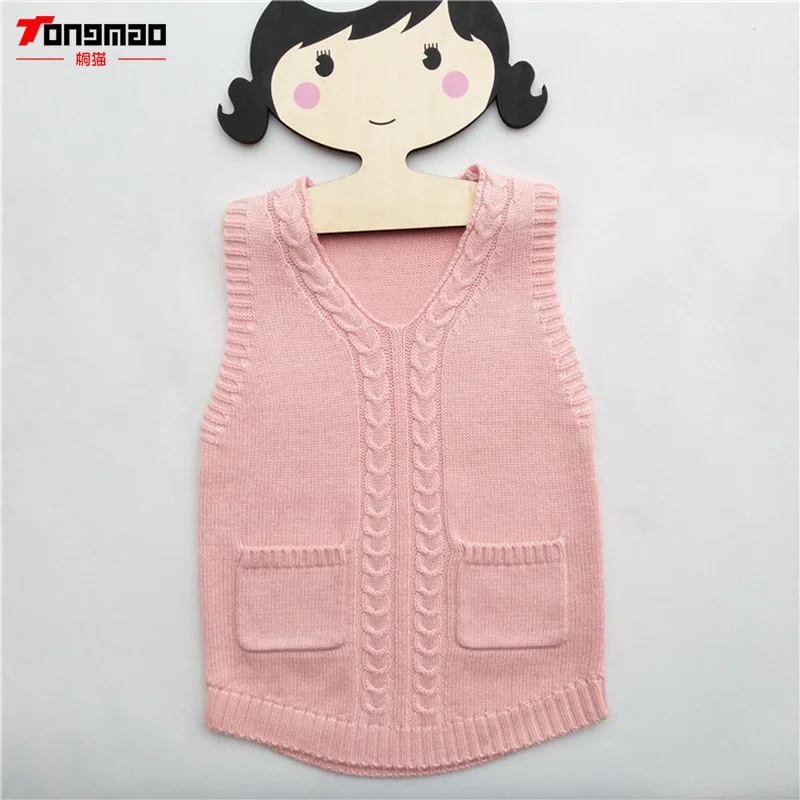 

Kids Girls Sweaters Warm Soft Wool Children Girls Pullovers Casual Solid V-Neck Cashmere Knitted Vest Baby Girls Sweater Clothes