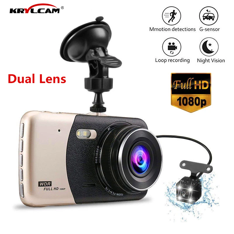 Автомобильный видеорегистратор Krylcam 4 дюйма IPS экран автомобильная камера с двумя