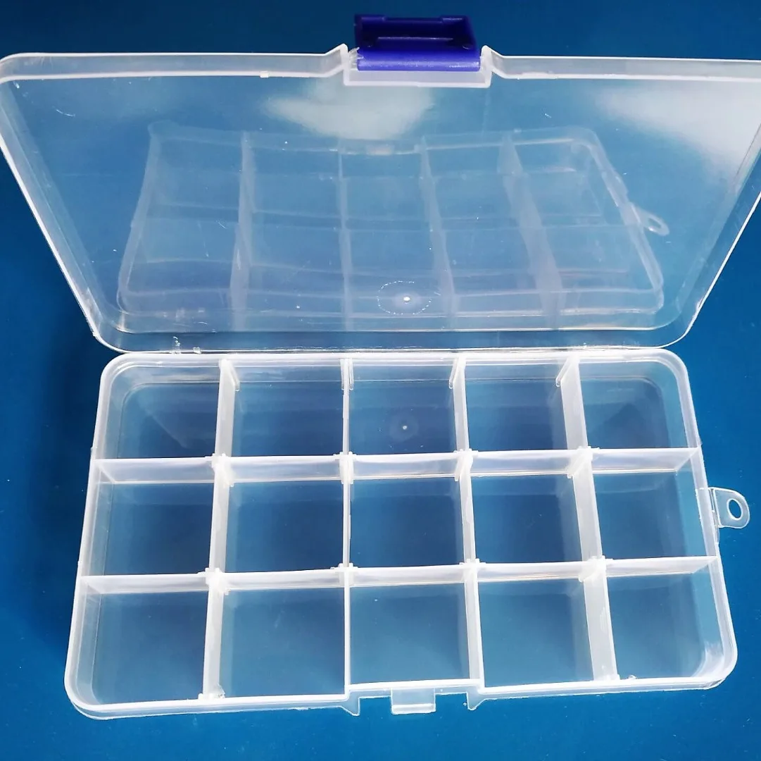 New 15 Slots Plastic Adjustable Jewelry Beads Storage Boxs Craft Organizer Case