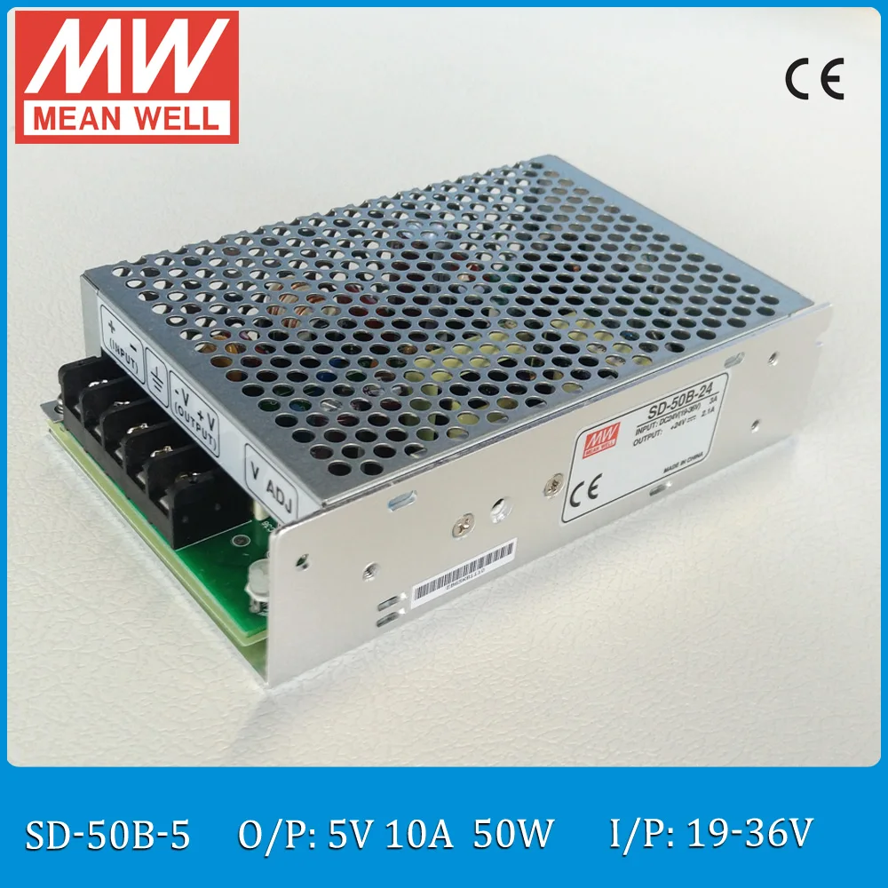

Original MEAN WELL converter SD-50B-5 Input 19~36VDC to Output 50W 10A 5VDC enclosed type converter